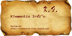 Klementis Irén névjegykártya
